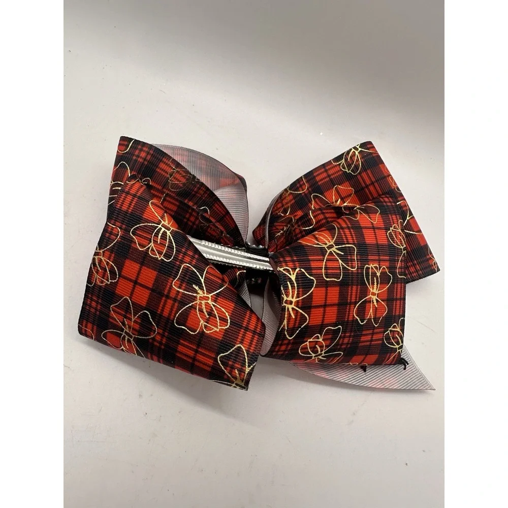 Christmas Jojo Siwa Bow Club #38 Plaid Red Green Gold Large‎ 6 Inch Cheer Hair